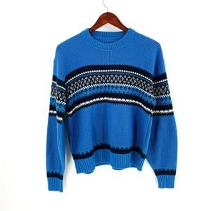 vintage | Blue & Black Fair Isle Knit Sweater